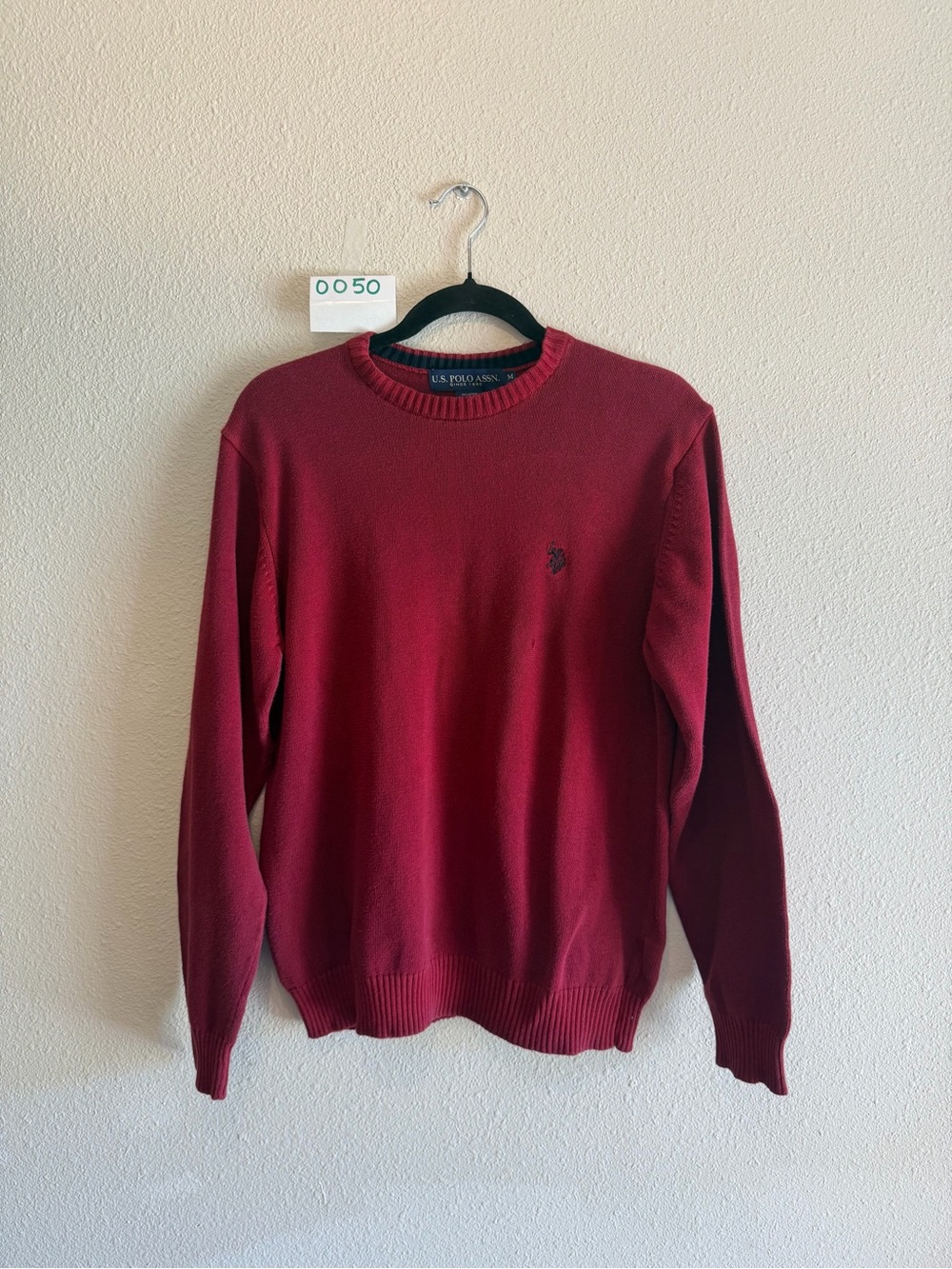U.S. Polo Assn. Men's Crewneck Sweater in Wine Red